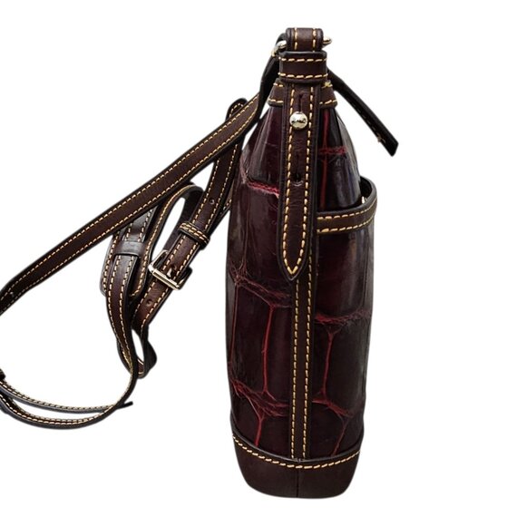 Dooney & Bourke Croc Embossed Tortoise Leather Red Crossbody Hand Bag - Picture 9 of 13